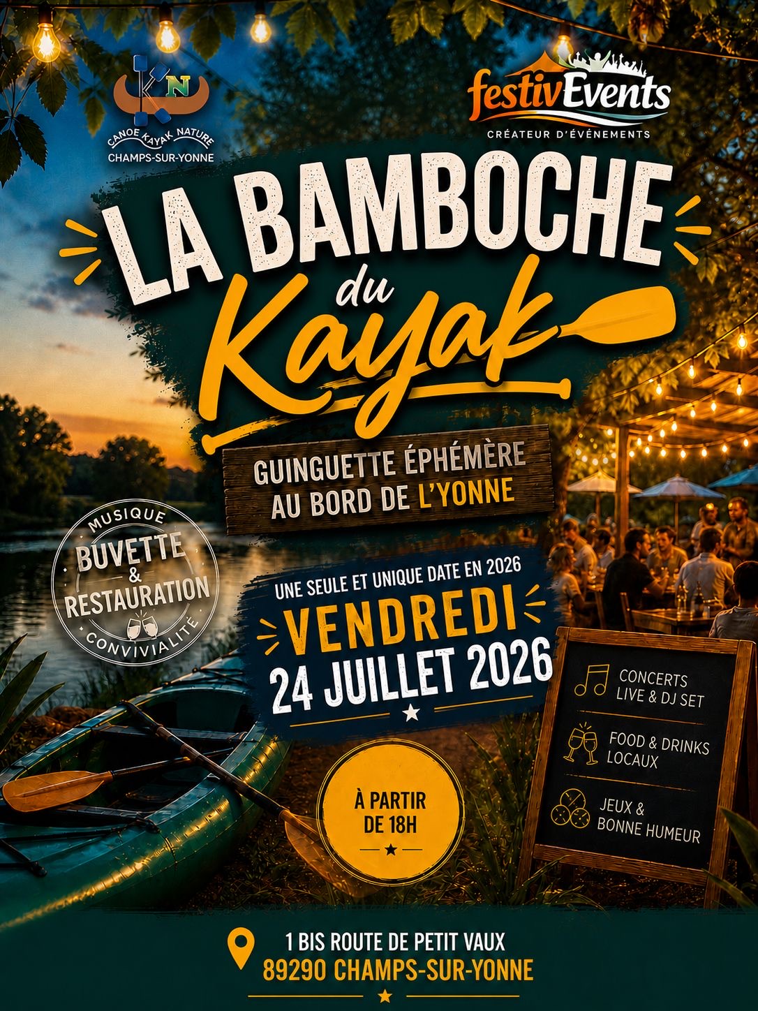 Affiche La Bamboche du Kayak, vendredi 24 juillet 2026 à partir de 18h